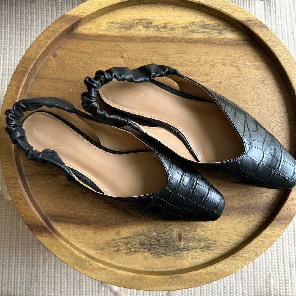 Sam Edelman Croc-Print Slingback Flats